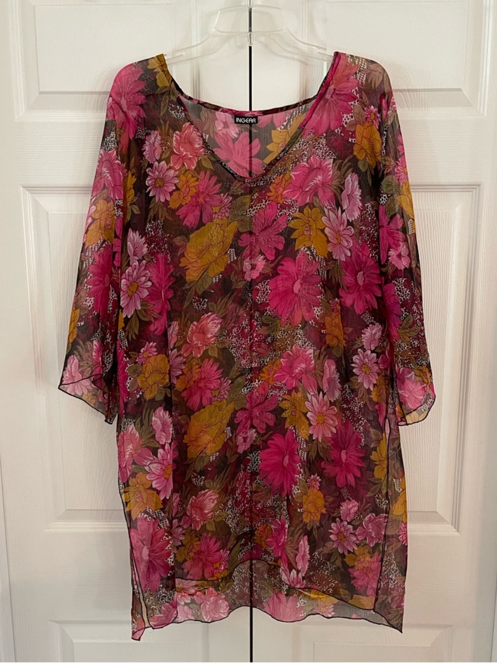 INGEAR Pink & Mustard Floral Sheer Blouse